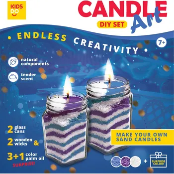 Výroba svíčky Kids Do Sada na výrobu svíček 3 barvy + 1 PŘEKVAPENÍ barva Barva: Modrá, fialová, bílá + 1 PŘEKVAPENÍ barva