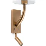 FARO REM nástěnná lampa, starozlatá/bílá, se čtecí lampičkou - FARO FARO 29683-19