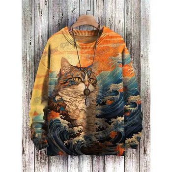 Dámský svetr Svetr s 3D potiskem kočka, oči CS402 Velikost: S, Barva (Varianta): Svetr 1