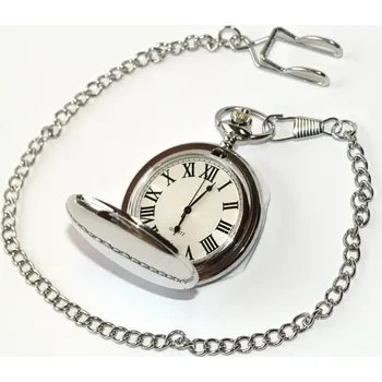 Hodinky MR Otevírací Kapesní Hodinky - Stříbrná Elegance, Jednoduchá Krása s Římskými čísly, Za pásek, Silver Gentleman, Jediný kus 3702