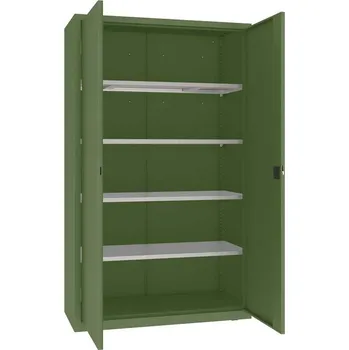Dílenská skříň XXL, 4 pozinkované police o nosnosti 100 kg, v x š x h: 1990x1200x800 mm, barva zelená RAL6011