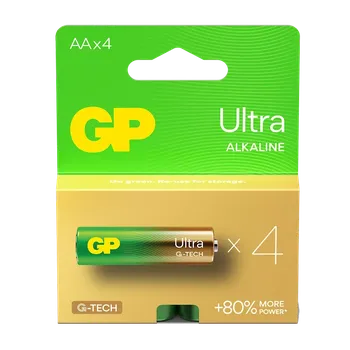 Článková baterie Alkalická baterie GP Ultra G-TECH 4ks AA