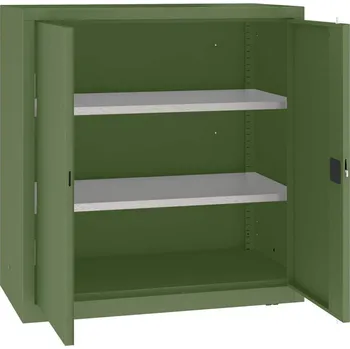 Dílenská skříň, 2 pozinkované police o nosnosti 100 kg, v x š x h: 1040x1000x500 mm, barva zelená RAL6011