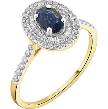 Prsten Zlatý prsten s diamanty a safírem - ryzost 585 - 227.104