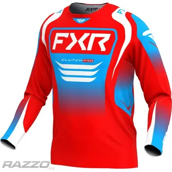 Cyklistické oblečení Pánský MX dres FXR Clutch Pro MX Jersey Red White Cyan 2025 XXL
