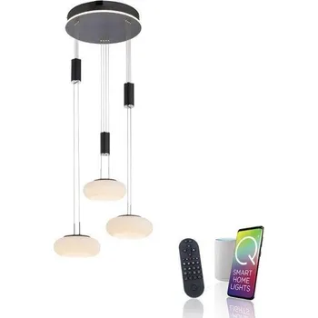 PAULNEUHAUS Q-ETIENNE Q závěsné svítidlo Smart Home, černá, kruhové, 3 ramenné ZigBee 2700-5000K - PAUL NEUHAUS PN 2078-18