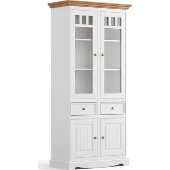 Knihovna Vitrína 2-dvéřová LUNO bílá/dub