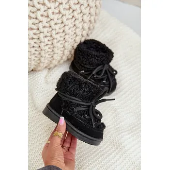 Dětská běžecká obuv Teplé dětské sněhule s vázáním Asija Barva: Černá, Velikost: 31