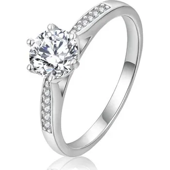 Prsten 7AE Stříbrný zásnubní prsten moissanit - velikost 54 - AN0011-54