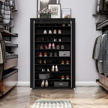 Botník Látkový botník 100 x 28 x 162 cm| černý