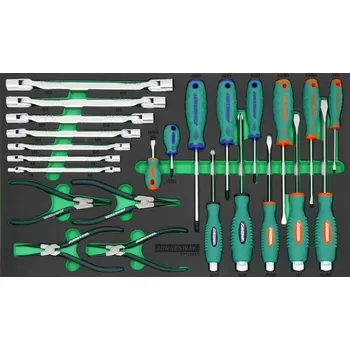 Modul - sada ručního nářadí - šroubováky, kleště a klíče, 24 ks - JONNESWAY D71124SV