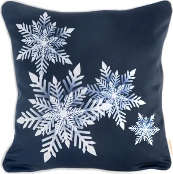 Povlak na dekorativní polštářek Modrý vánoční povlak na polštář zdobený sněhovými vločkami Šířka: 60 cm | Délka: 60 cm