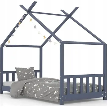 Dětská postel Dřevěná postel domeček 80x160 šedá