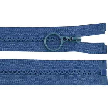 Zip Kostěný zip No 3 délka 50 cm s kroužkem, malé, 220 modrá jeans tmavá