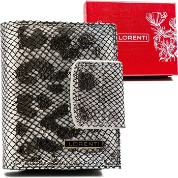 Peněženka Dámská peněženka s karabinou a háčkem z lesklé přírodní kůže Barva: Stříbrná