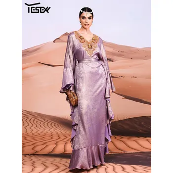 Dámské šaty Dlouhé společenské šaty LC10005 Barva: Fialová, Velikost: S