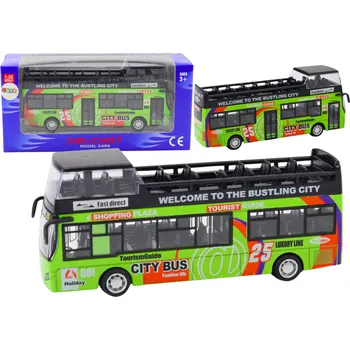 autíčko Mamido Turistický dvoupatrový autobus 1:32 s otevíracími dveřmi zelený