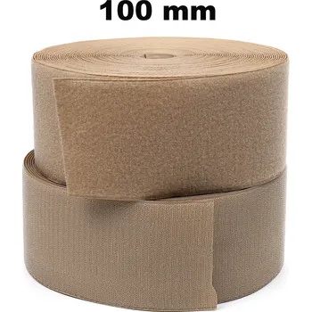 Zip Pásek na suchý zip našívací Háček a Smyčka set béžový 100 mm x 25 bm