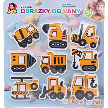 Hračka pro nejmenší MaDe Veselé obrázky do vany dopravní prostředky 9 ks
