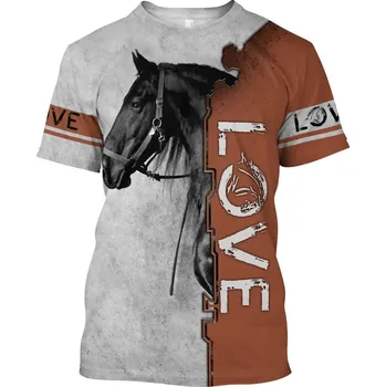 Dámské tričko Tričko s 3D potiskem horse kůň CS448 Velikost: 7XL, Barva (Varianta): tričko 2