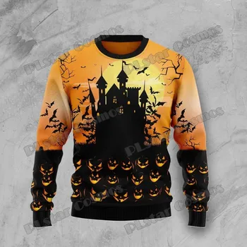 Dámský svetr Svetr s potiskem dýně a kostra Halloween 3D CS445 Velikost: 4XL, Barva (Varianta): Svetr 5