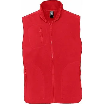 Pánská bunda Sol's Unisex norská fleecová vesta se třemi kapsami na zip Barva: červená, Velikost: XS L741