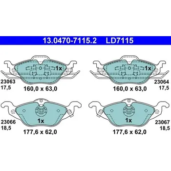Brzdová destička Sada brzdových destiček, kotoučová brzda ATE 13.0470-7115.2