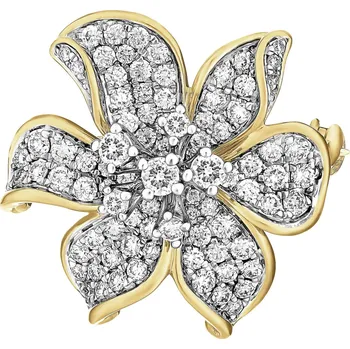 Brož Zlatá brož s brilianty - květ - 1,00 ct - ryzost 585 - 220.839