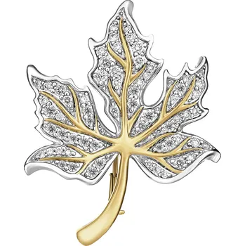 Brož Zlatá brož s brilianty - list - 1,00 ct - ryzost 750 - 220.871