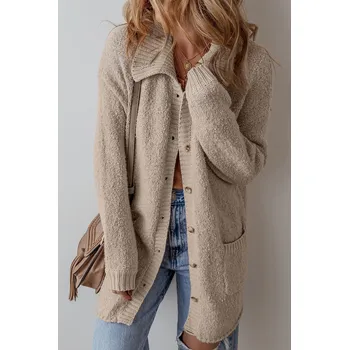 Dámský svetr OMG Dámský svetr na knoflíky Faarsi světle hnědá XL