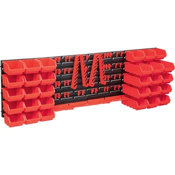 Skříňka na nářadí zahrada-XL 80dílná sada skladovacích zásobníků nástěnné díly červenočerná 150812