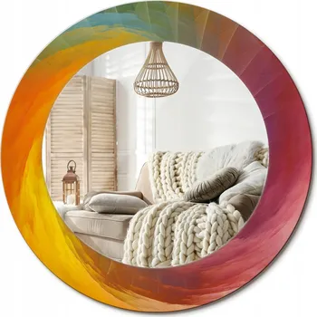 Zrcadlo Kulaté moderní zrcadlo na stěnu s potiskem, průměr 50 cm, Paleta barev