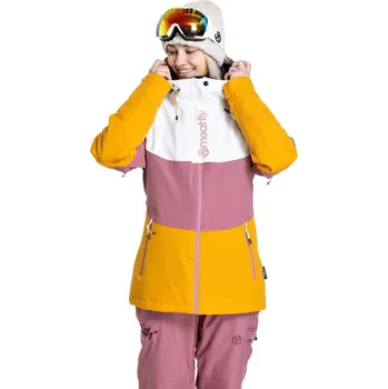 Dámská SNB & SKI bunda Meatfly Kirsten bílá/růžová/žlutá S