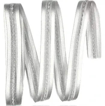 Stuha Stuha DIAMOND stříbrná 15mm x 2m ( 5,- Kč/m) (Stuha organzová, satémové okraje, s vetkaným vlascem v obou okrajích)