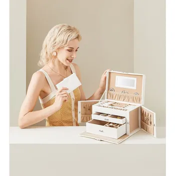 Šperkovnice Přenosná šperkovnice 26 x 18 x 17 cm | bílá