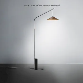 Stojací lampa TEAMITALIA Stojací lampa LAMBDA DimPush 195cm 2700K platinum / černá - Team Italia TI 5071CDPPNE2A