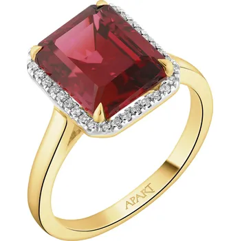 Prsten Zlatý prsten s diamanty a rodolitem - ryzost 585 - 189.378