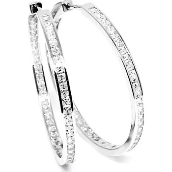 Náušnice Leru Stříbrné náušnice kruhy se zirkony 4cm