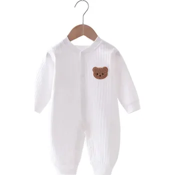 Kojenecké oblečení Žebrovaný overal s medvídkem Barva: Bílá, Velikost: 0-3M