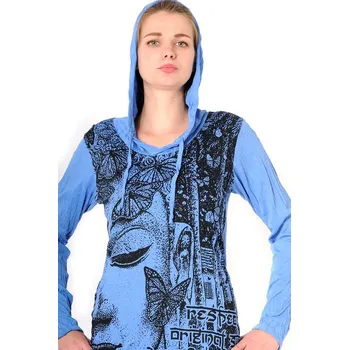 Dámská mikina Dámská mikina Sure s kapucí Buddha modrá S