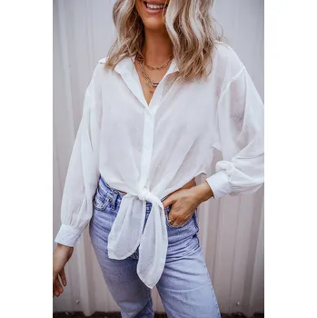 Dámská košile OMG Dámská košile s dlouhým rukávem Moti bílá S