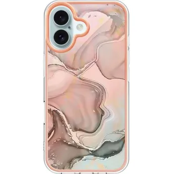 Pouzdro na mobilní telefon Mramorový ochranný kryt pro iPhone 16 Plus - světle růžový