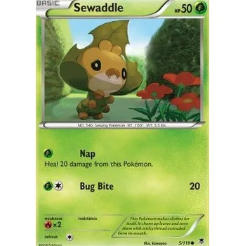 Karetní hra Pokémon PHF 005/119 Sewaddle - Phantom Forces Stav: Excellent, Verze: NORMAL