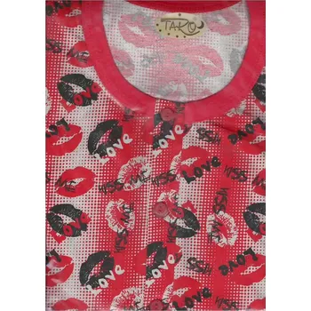 Pánské pyžamo Taro, pánská noční košile 108-Filip, krátký rukáv, červená, vel. XL