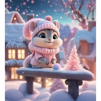 Panel - Teplákovina- Veverka na zábradlí 50x45cm