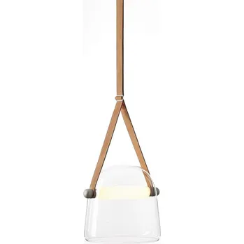 BROKIS Závěsné svítidlo MONA LARGE LED 15W 3000K 760lm transparentní sklo / černý elox / popruhy kožené přírodní - BROKIS A BRO PC00938_017