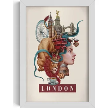 Obraz Závěsný obraz rámeček Vintage retro styl Londýn Big Ben Tower Bridge 20x30 cm
