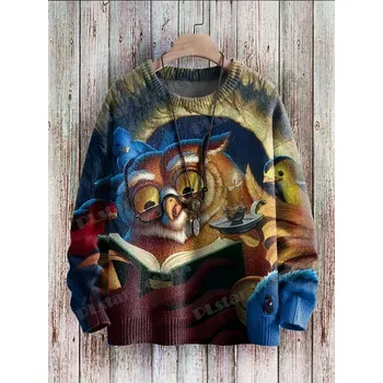 Dámský svetr Svetr s potiskem 3D sova a a květiny Owl & flowers CS435 Velikost: 4XL, Barva (Varianta): Svetr 6