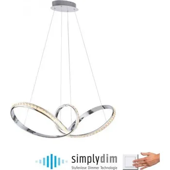 PAULNEUHAUS TANJA LED závěsné svítidlo chrom zakřivené stmívatelné křišťálový design moderní SimplyDim 3000K - PAUL NEUHAUS PN 8222-17