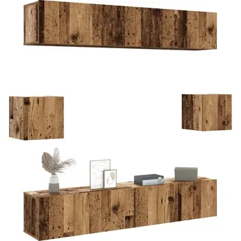 Obývací stěna vidaXL 6dílný set TV skříněk dřevotříska [3078683] Barva: Staré dřevo